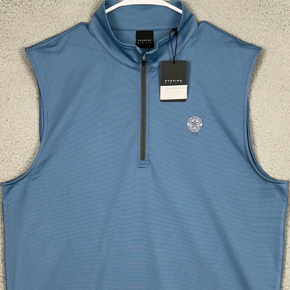 NEW Dunning Golf Vest Mens Large Blue Quarter Zip Pullover Performance Stretch